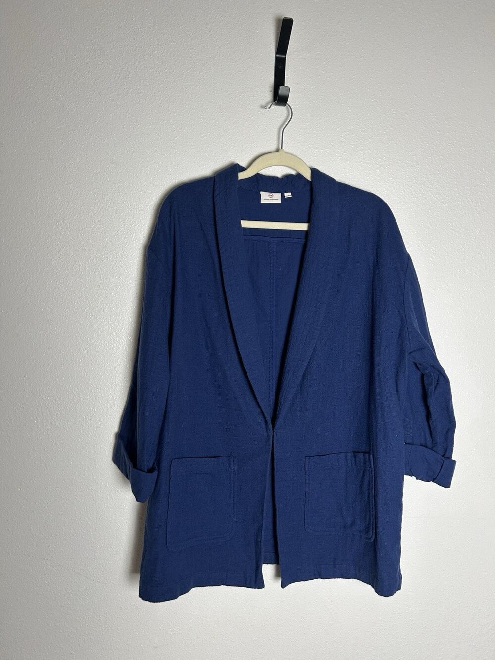 AG Adriano Goldschmied Maura Oversized Blue Cotton Jacket Open Front NWOT Small